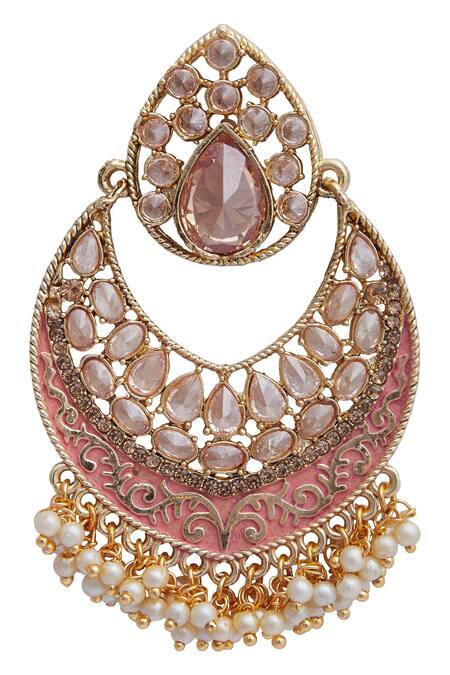 Shop_Kista_Gold Plated Stones Studded Danglers_Online_at_Aza_Fashions