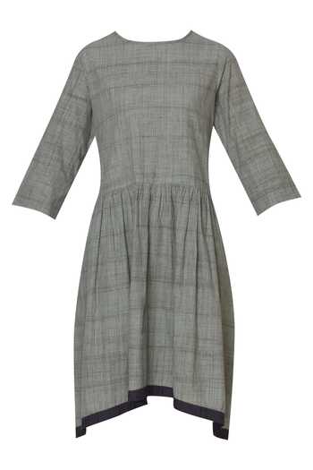 MATI Grey Handloom Cotton Dress Online at Aza Fashions MATI_Grey Handloom Cotton Dress_Online_at_Aza_Fashions
