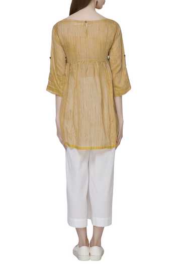 Shop MATI Beige Chanderi Tunic at Aza Fashions Shop_MATI_Beige Chanderi Tunic_at_Aza_Fashions