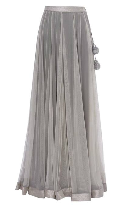 Shop Rina Dhaka Grey Net Embroidered Kurta Lehenga Set Online at Aza Fashions Shop_Rina Dhaka_Grey Net Embroidered Kurta Lehenga Set_Online_at_Aza_Fashions