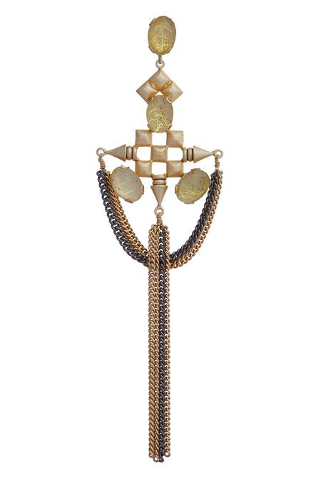 Masaya Jewellery Gold Plated Stone Earrings Online at Aza Fashions Masaya Jewellery_Gold Plated Stone Earrings _Online_at_Aza_Fashions