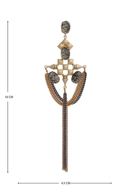 Shop_Masaya Jewellery_Black Stones Earrings _Online_at_Aza_Fashions