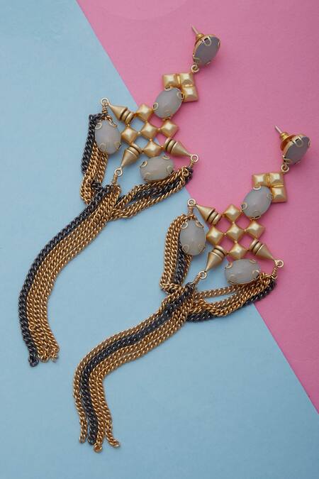 Buy_Masaya Jewellery_Blue Stone Earrings _Online_at_Aza_Fashions