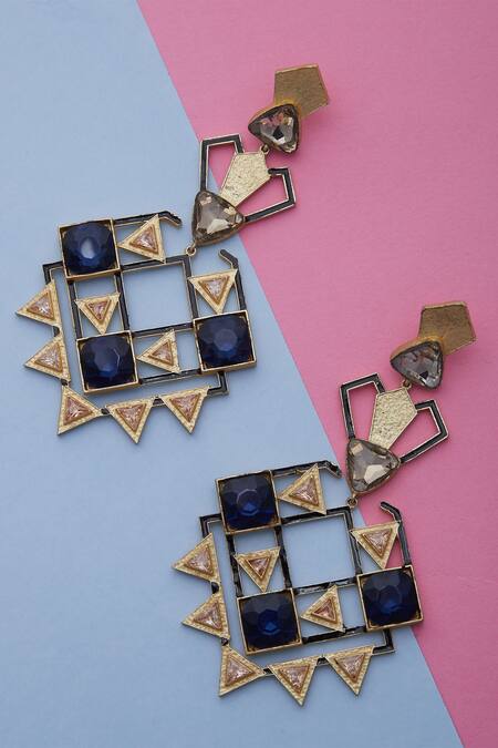 Buy Masaya Jewellery Blue Crystals Earrings Online at Aza Fashions Buy_Masaya Jewellery_Blue Crystals Earrings _Online_at_Aza_Fashions