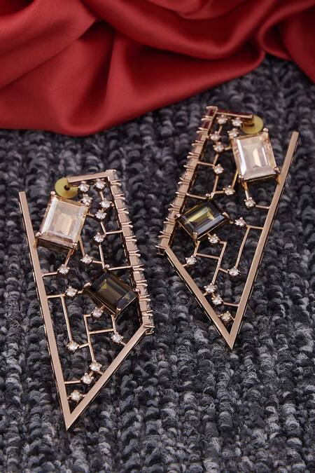 Buy_Esme By Aashna Dalmia_Gold Plated Crystal Earrings _Online_at_Aza_Fashions