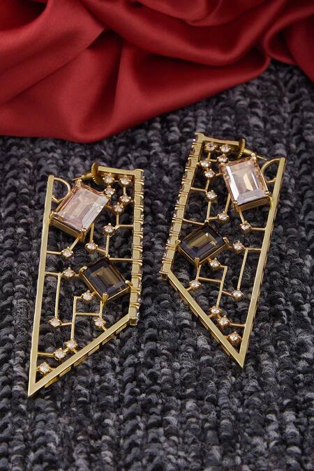 Buy_Esme By Aashna Dalmia_Gold Plated Crystal Earrings _Online_at_Aza_Fashions