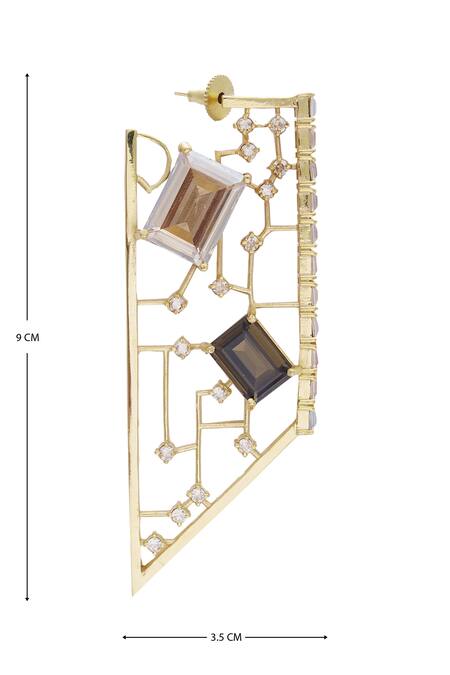 Shop_Esme By Aashna Dalmia_Gold Plated Crystal Earrings _Online_at_Aza_Fashions