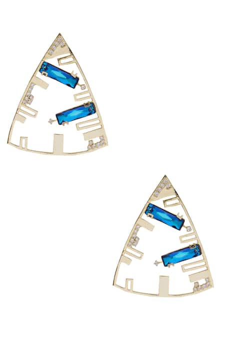 Esme By Aashna Dalmia Blue Crystal Earrings 