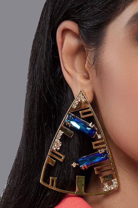 Shop Esme By Aashna Dalmia Blue Crystal Earrings at Aza Fashions Shop_Esme By Aashna Dalmia_Blue Crystal Earrings _at_Aza_Fashions