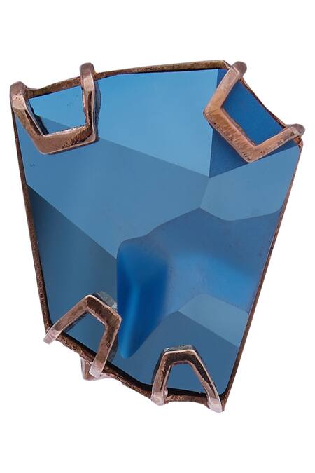 Esme By Aashna Dalmia_Blue Crystals Geometric Stud Earrings _Online_at_Aza_Fashions