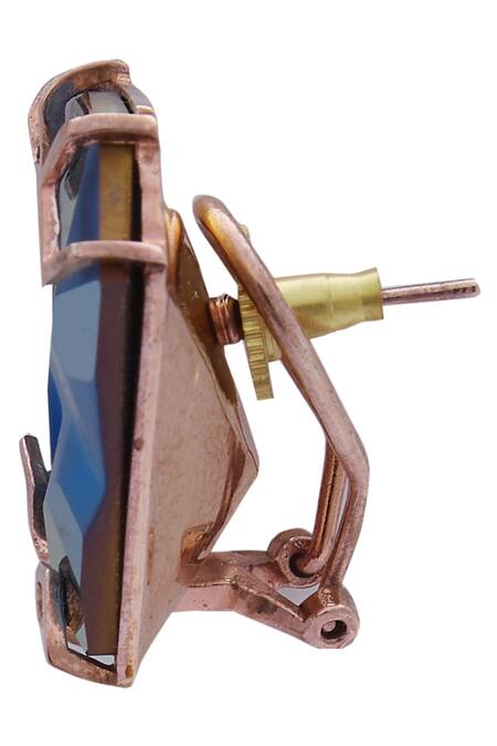 Esme By Aashna Dalmia_Blue Crystals Geometric Stud Earrings _at_Aza_Fashions