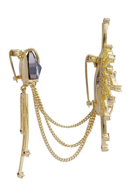 Esme By Aashna Dalmia_Gold Plated Crystal Brooch _Online_at_Aza_Fashions
