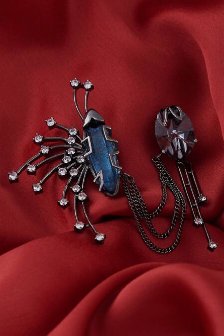 Buy_Esme By Aashna Dalmia_Gold Plated Crystal Brooch _Online_at_Aza_Fashions