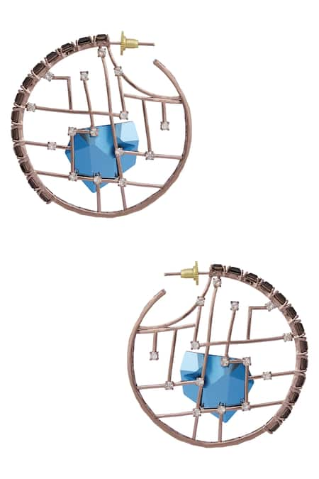 Esme by Aashna Dalmia Blue Crystal Hoops