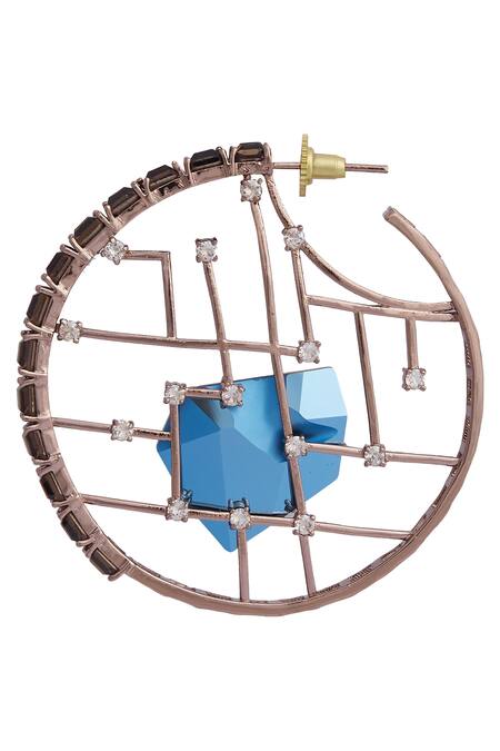 Esme By Aashna Dalmia_Blue Crystal Hoops_Online_at_Aza_Fashions