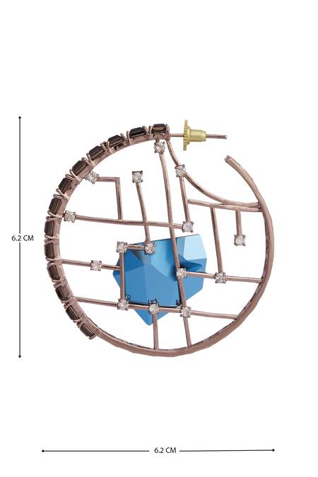 Shop_Esme By Aashna Dalmia_Blue Crystal Hoops_Online_at_Aza_Fashions