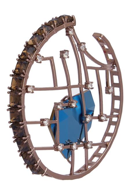 Esme By Aashna Dalmia_Blue Crystal Hoops_at_Aza_Fashions