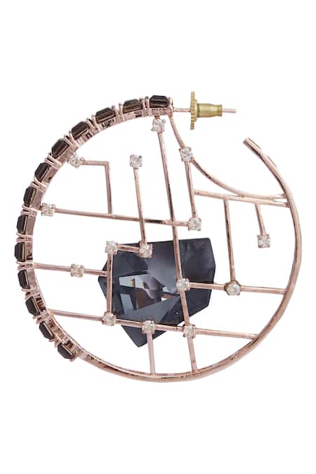 Esme By Aashna Dalmia_Gold Plated Crystal Hoops _Online_at_Aza_Fashions