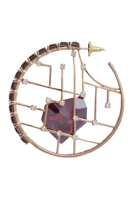 Esme By Aashna Dalmia_Gold Plated Crystal Hoops _Online_at_Aza_Fashions