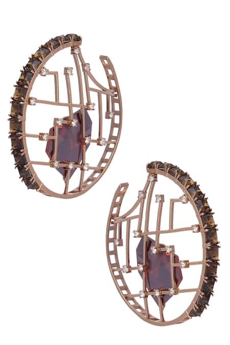 Esme By Aashna Dalmia Gold Plated Crystal Hoops 