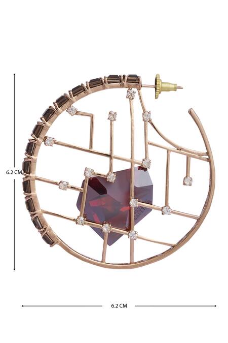 Shop_Esme By Aashna Dalmia_Gold Plated Crystal Hoops _Online_at_Aza_Fashions