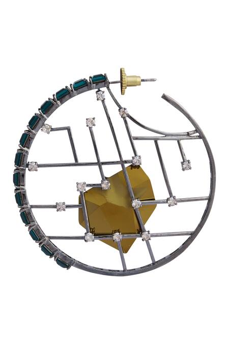 Esme By Aashna Dalmia_Black Crystal Hoops _Online_at_Aza_Fashions