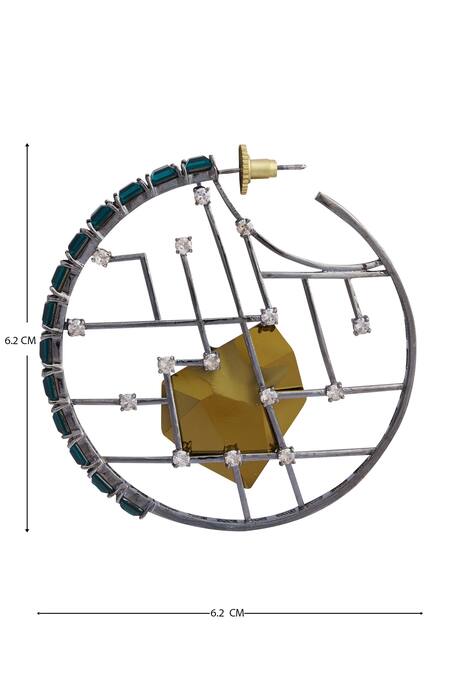 Shop_Esme By Aashna Dalmia_Black Crystal Hoops _Online_at_Aza_Fashions