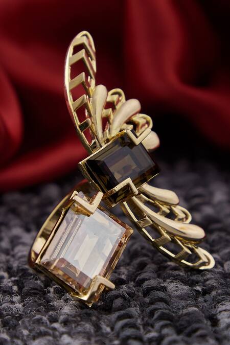 Buy_Esme By Aashna Dalmia_Gold Plated Crystal Ring _Online_at_Aza_Fashions