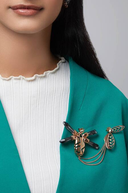 Esme By Aashna Dalmia Insect Motif Crystal Brooch 