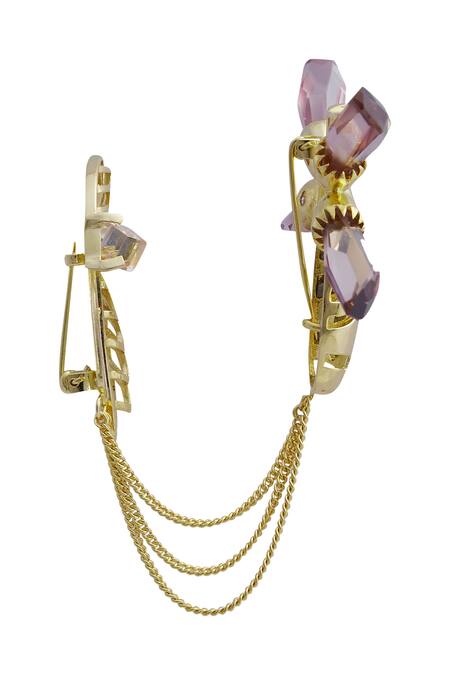 Esme By Aashna Dalmia_Gold Plated Crystal Insect Motif Brooch _Online_at_Aza_Fashions