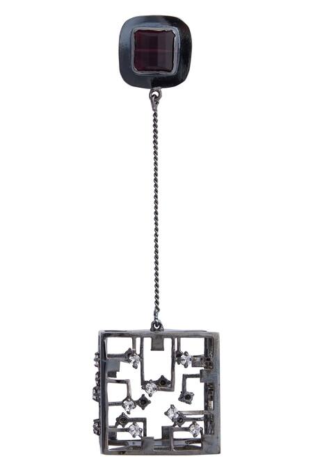 Esme By Aashna Dalmia_Black Crystal Danglers _Online_at_Aza_Fashions