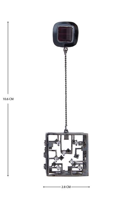 Shop_Esme By Aashna Dalmia_Black Crystal Danglers _Online_at_Aza_Fashions