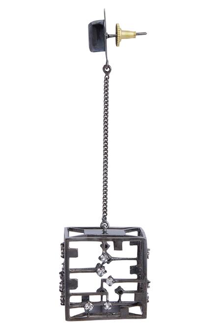 Esme By Aashna Dalmia_Black Crystal Danglers _at_Aza_Fashions