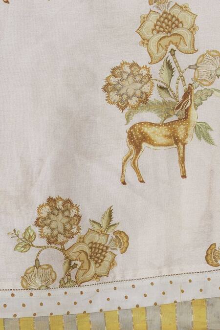 Buy_Torani_Yellow Chanderi Printed Scarf_Online_at_Aza_Fashions