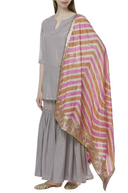 Buy_Samyukta Singhania_Beige Tussar Silk Dupatta_Online_at_Aza_Fashions