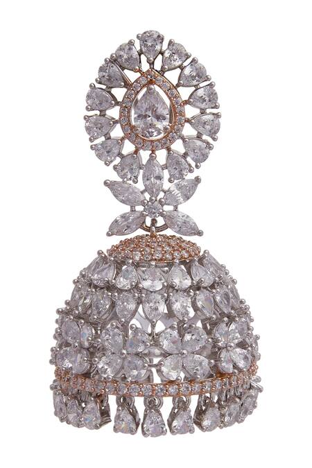 Moh-Maya By Disha Khatri_Gold Plated Crystals Jhumkas_Online_at_Aza_Fashions