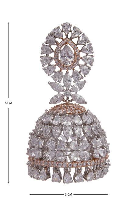 Shop_Moh-Maya By Disha Khatri_Gold Plated Crystals Jhumkas_Online_at_Aza_Fashions