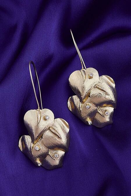Buy_Moh-Maya By Disha Khatri_Gold Plated Metal Sculpted Ear Cuffs_Online_at_Aza_Fashions
