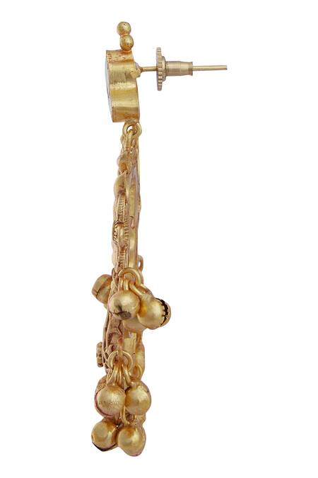 Moh-Maya By Disha Khatri Gold Plated Stones Ganesha Earrings at Aza Fashions Moh-Maya By Disha Khatri_Gold Plated Stones Ganesha Earrings_at_Aza_Fashions