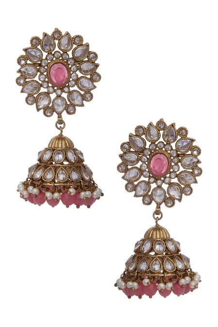 Shop Moh-Maya By Disha Khatri Gold Plated Kundan Earrings Set Online at Aza Fashions Shop_Moh-Maya By Disha Khatri_Gold Plated Kundan Earrings Set_Online_at_Aza_Fashions