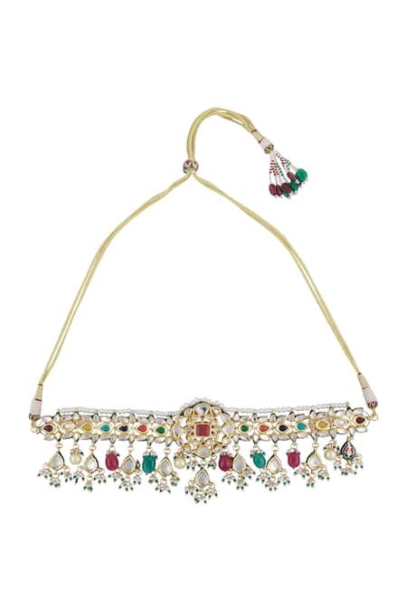 Shop Posh By Rathore Gold Plated Kundan Choker Set Online at Aza Fashions Shop_Posh By Rathore_Gold Plated Kundan Choker Set _Online_at_Aza_Fashions