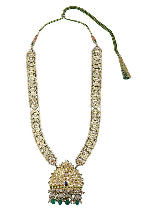 Posh By Rathore Gold Plated Pearls, Beads Kundan Necklace Set at Aza Fashions Posh By Rathore_Gold Plated Pearls, Beads Kundan Necklace Set _at_Aza_Fashions