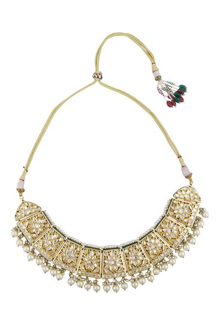 Posh By Rathore_Gold Plated Kundan Choker Set_at_Aza_Fashions
