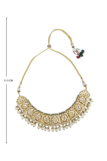 Shop_Posh By Rathore_Gold Plated Kundan Choker Set_Online_at_Aza_Fashions