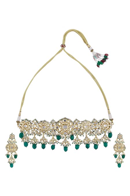 Shop Posh By Rathore Gold Plated Kundan Choker Set at Aza Fashions Shop_Posh By Rathore_Gold Plated Kundan Choker Set _at_Aza_Fashions