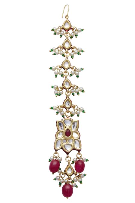 Shop Posh By Rathore Gold Plated Beads, Diamonds Kundan Choker Set Online at Aza Fashions Shop_Posh By Rathore_Gold Plated Beads, Diamonds Kundan Choker Set _Online_at_Aza_Fashions