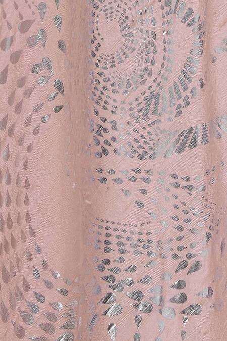 Buy_Urvashi Joneja_Pink Raw Silk Foil Print Skirt _Online_at_Aza_Fashions