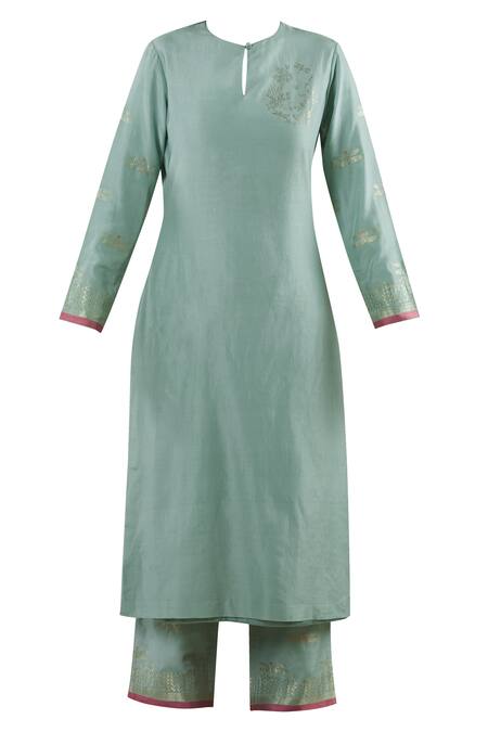 Buy_Ekaya Banaras_Green Woven Kurta Set_Online_at_Aza_Fashions