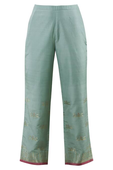 Shop_Ekaya Banaras_Green Woven Kurta Set_Online_at_Aza_Fashions