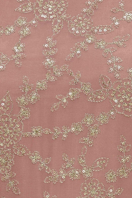 Dabka Dori_Pink Georgette Round Embroidered Kurta Set_at_Aza_Fashions